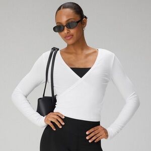 Fabletics White Wrap Top